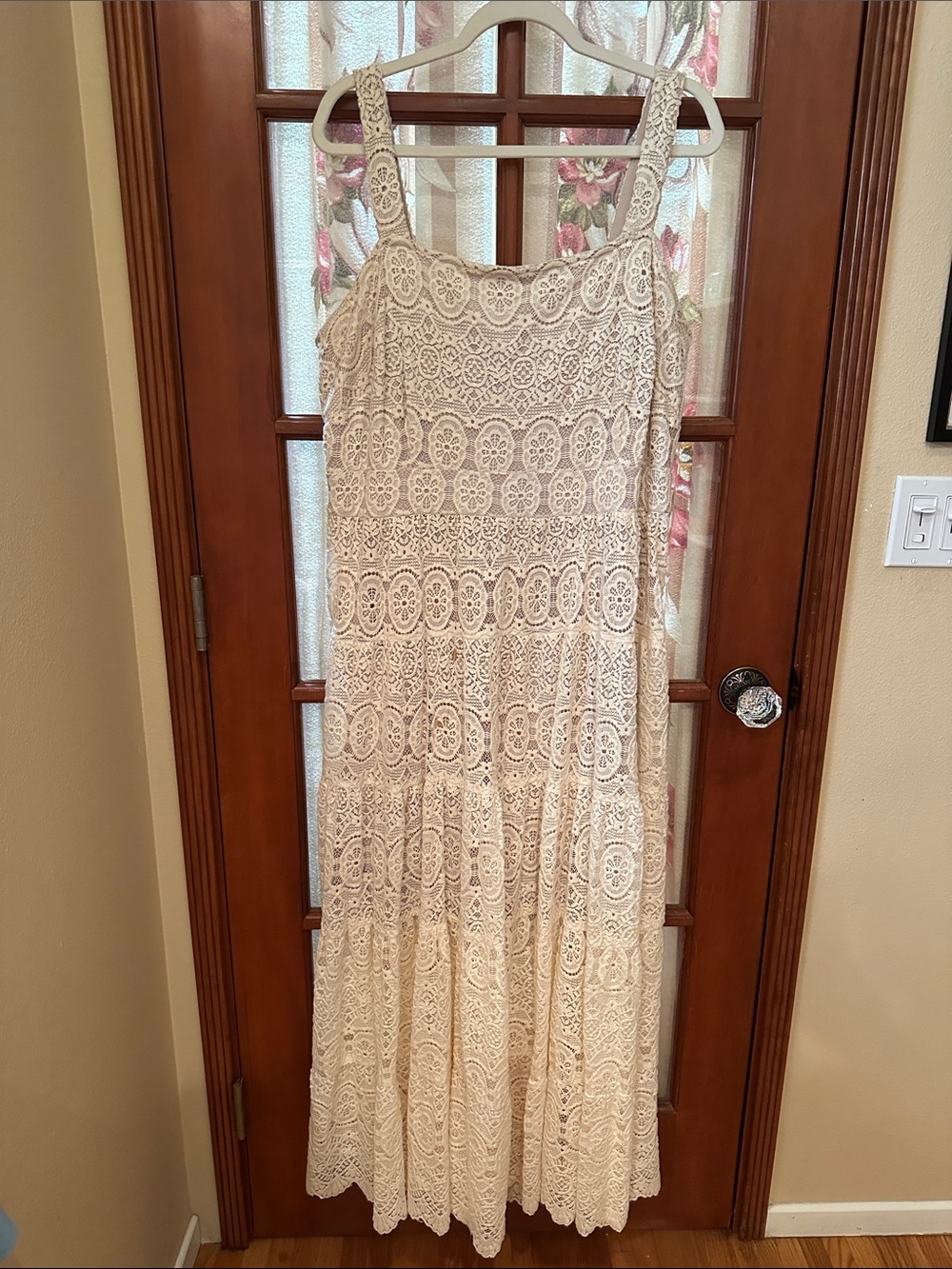 Cream Crochet Lace Maxi Dress